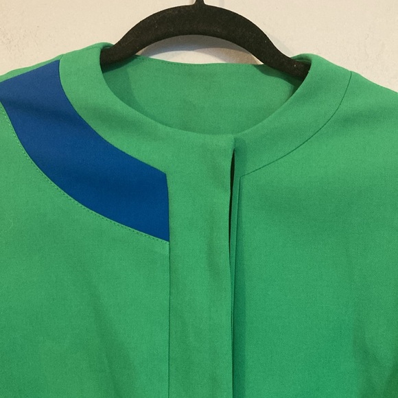 Carlisle Womens Size 6 Green Hidden Button Colorblocking Mod Artist Car Coat - Picture 4 of 12